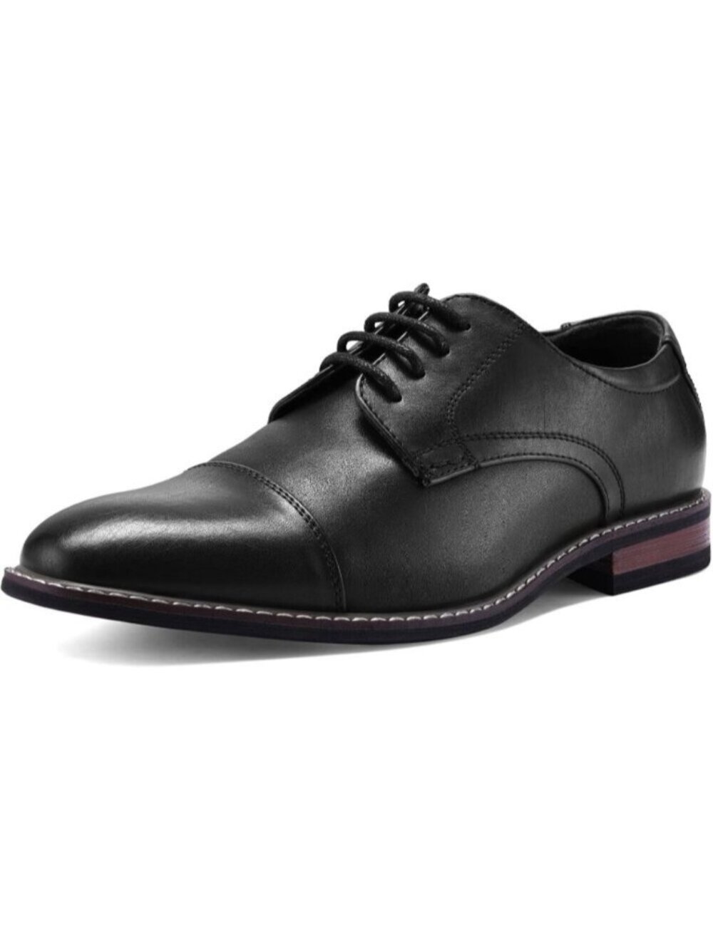 Men Black Leather Cap Toe Durable Sole Classic Business Derby Oxford Dress Shoes